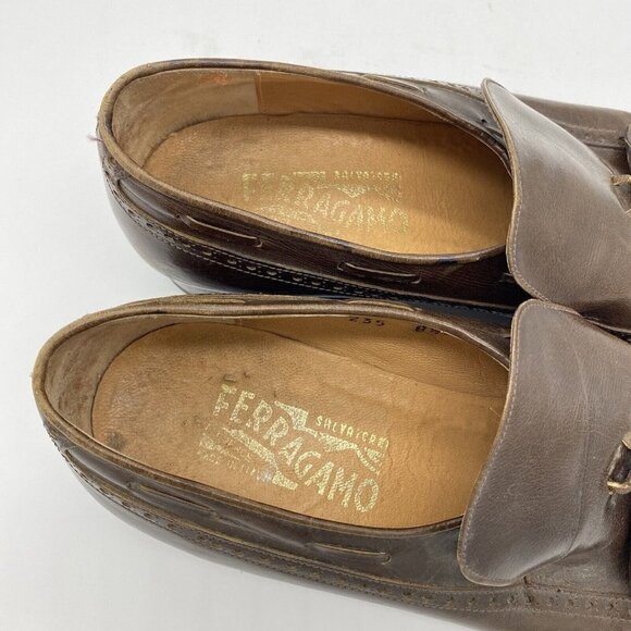 Salvatore Ferragamo Dress Shoes Brown Leather Tassel Wingtip Loafers main image 11